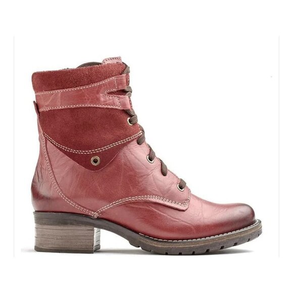 Dromedaris Womens Kara Scrunched Red Cognac Leather Suede Boot 9 Boho Bootie - Picture 1 of 13